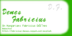 denes fabricius business card